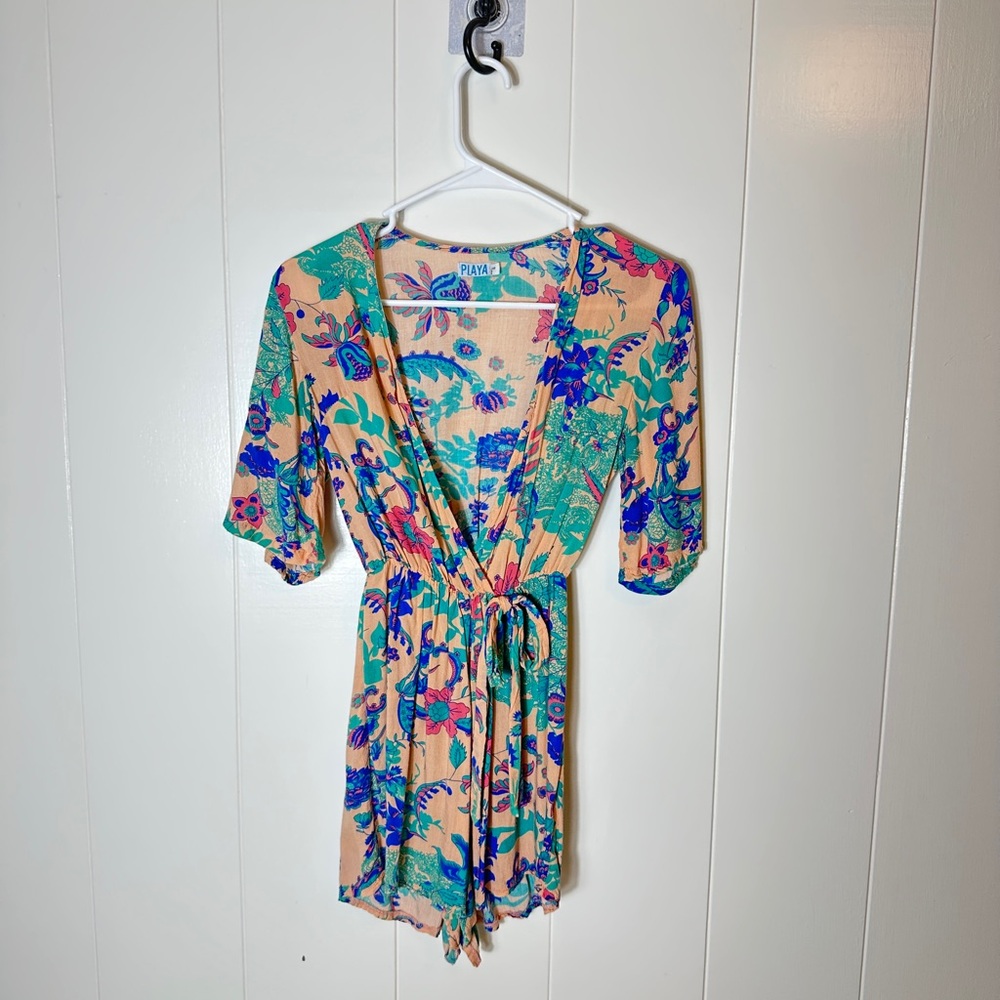 Floral Print Jumpsuit/Romper with Belt